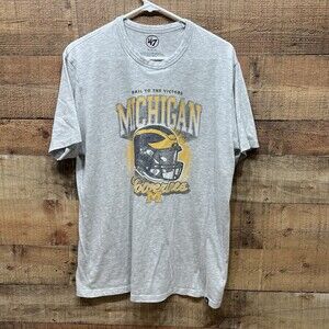 47’ Michigan Wolverines Graphic T Shirt Gray Cotton/poly Mens Size XL